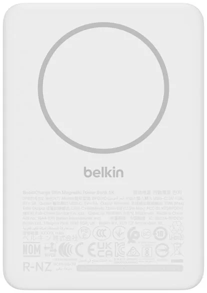 Акумулятор портативний Belkin літій-іонний 5000 мА·год Slim Magnetic білий