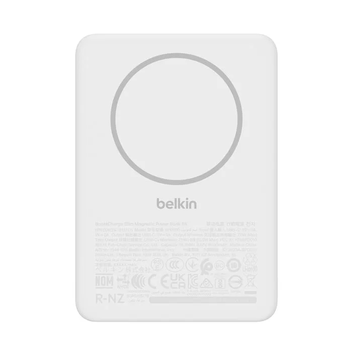 Акумулятор портативний Belkin літій-іонний 5000 мА·год Slim Magnetic білий