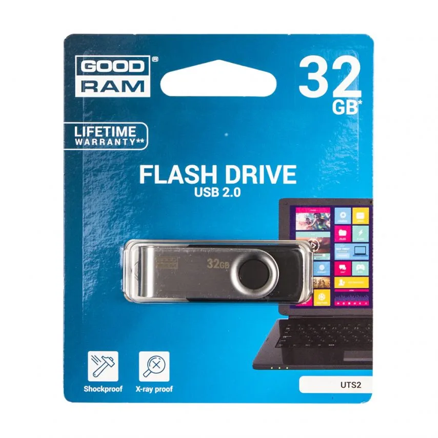 Флеш-пам'ять USB Goodram 32Гб пластик чорна з відкидною кришкою