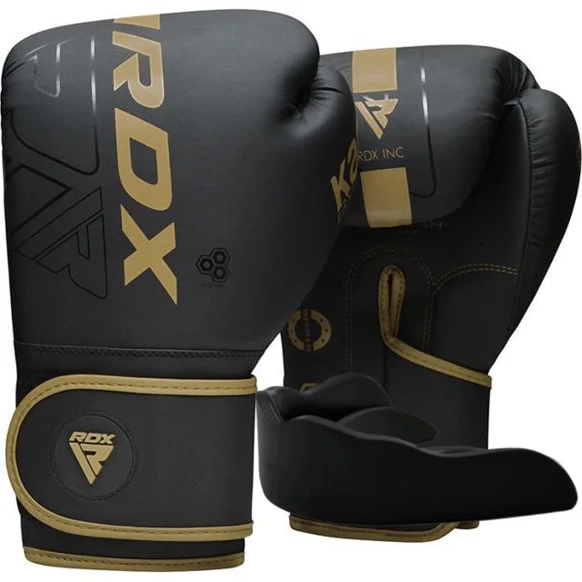 Боксерские перчатки RDX PU 8 унций Золотистые с капой в комплекте