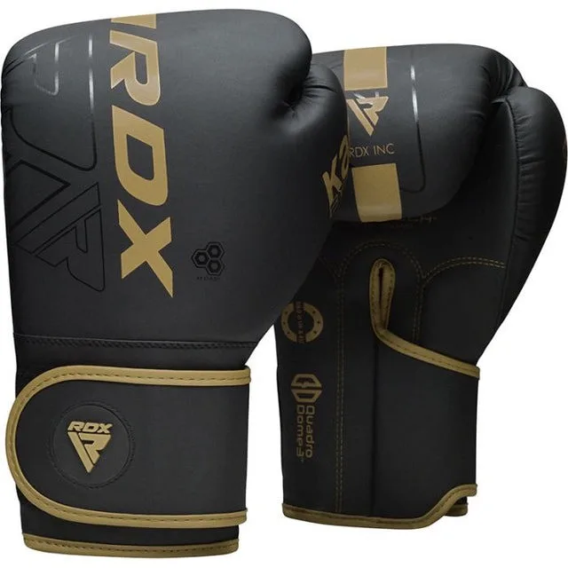 Боксерские перчатки RDX PU 8 унций Золотистые с капой в комплекте