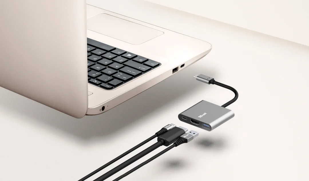 Хаб Trust Dalyx 3-in-1 USB-С > USB-А 3.2/USB-С/HDMI, Алюміній, 0.1м, чорний