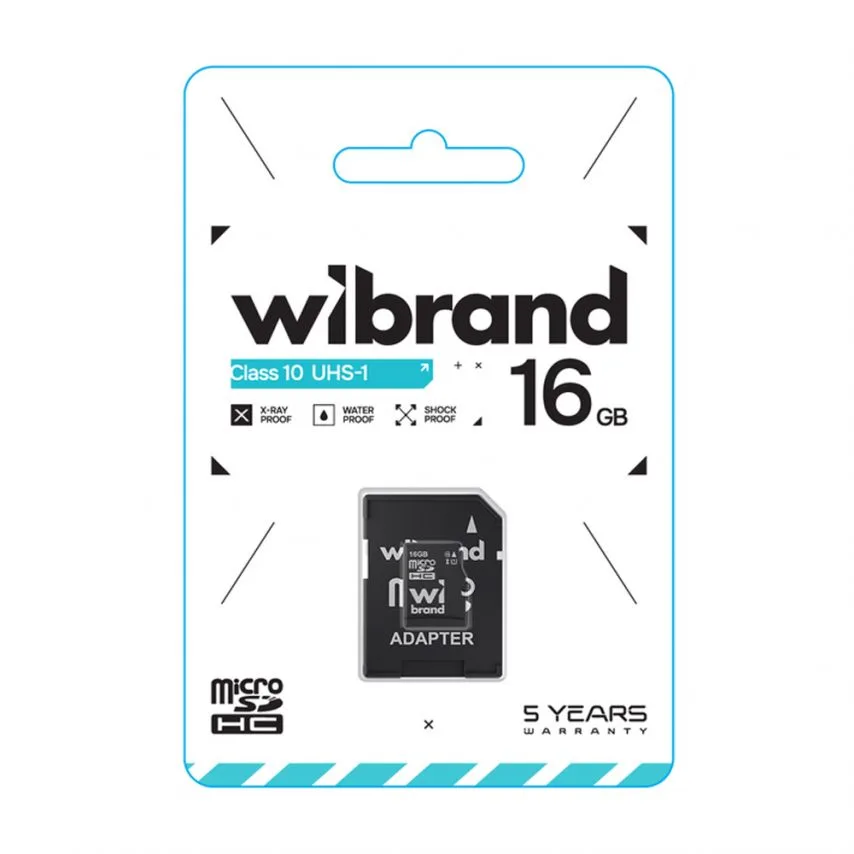 Карта пам'яті Wibrand MicroSDHC 16GB UHS-I Class 10 з SD-адаптером