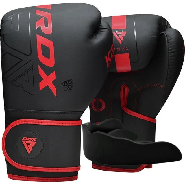 Боксерские перчатки RDX PU 6 oz Красные с капой в комплекте