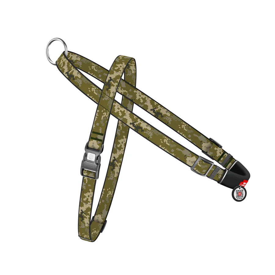 Шлейка для собак WAUDOG Nylon быстросъемная Милитари 25 мм L 60-100 см