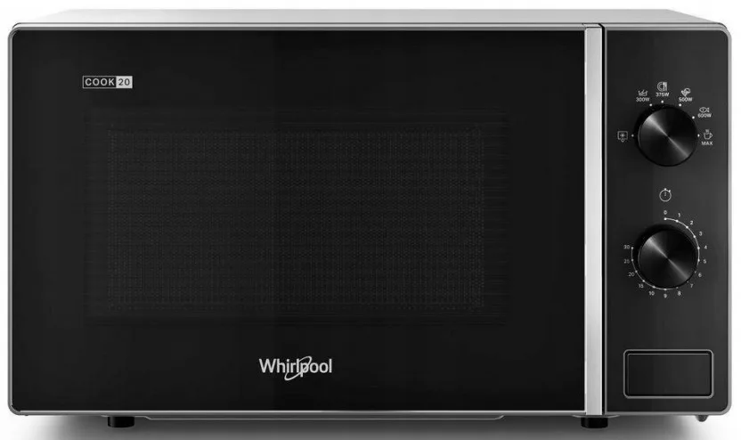 Мікрохвильова піч Whirlpool, об'єм 20 літрів, механічне управління, потужність 700 Вт, чорного кольору.