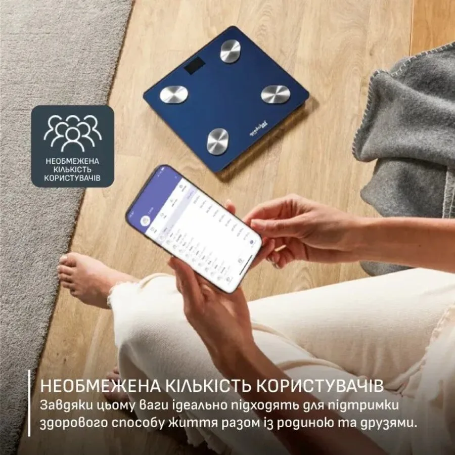 Весы Tefal напольные электронные стеклянные 180кг синие Bluetooth