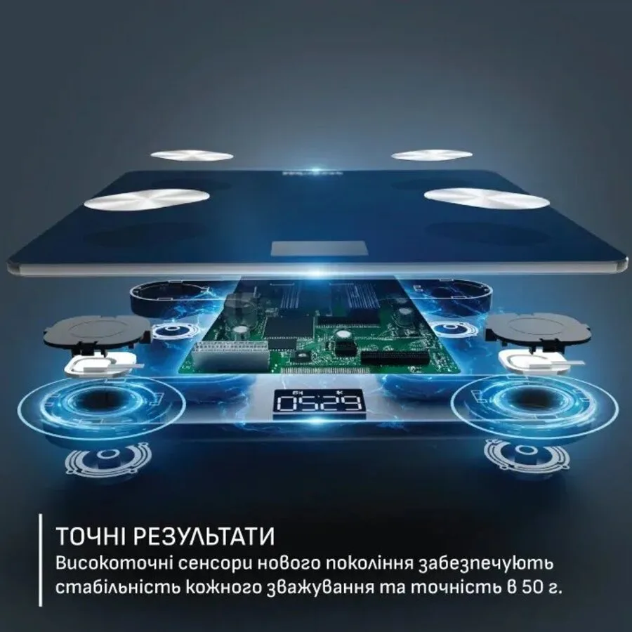Весы Tefal напольные электронные стеклянные 180кг синие Bluetooth