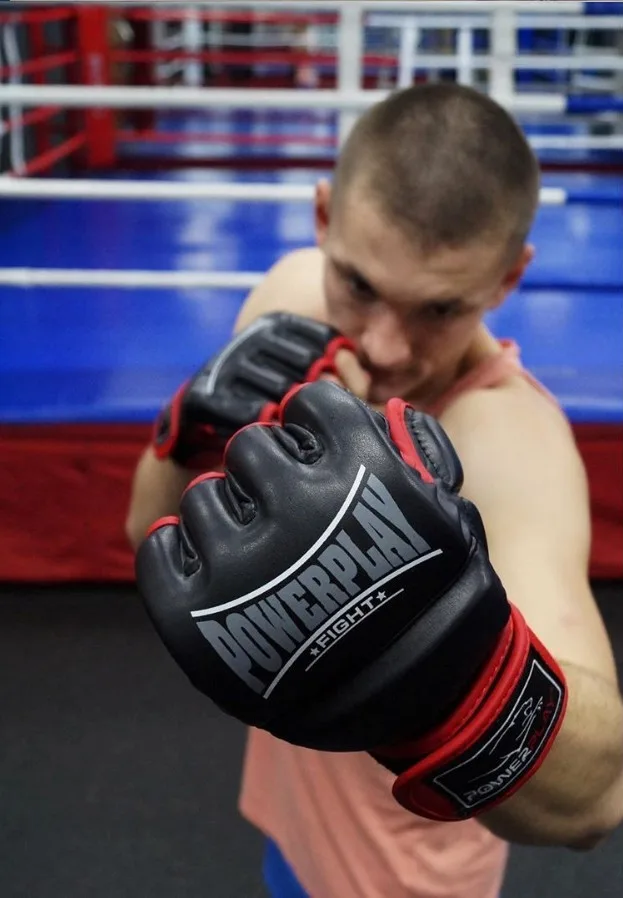 Рукавиці Active Point для MMA PU S Чорні Червоні
