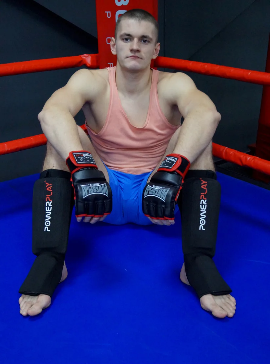 Рукавиці Active Point для MMA PU S Чорні Червоні