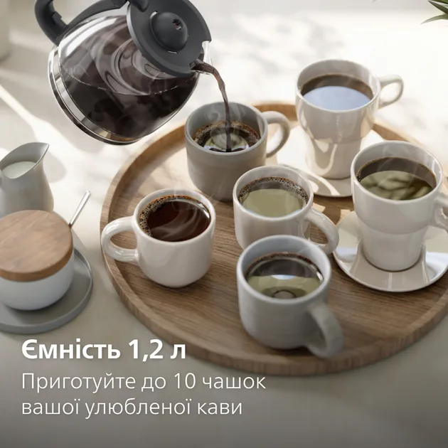 Кавоварка крапельна Philips 1000 Вт скло 1,2 л сірий