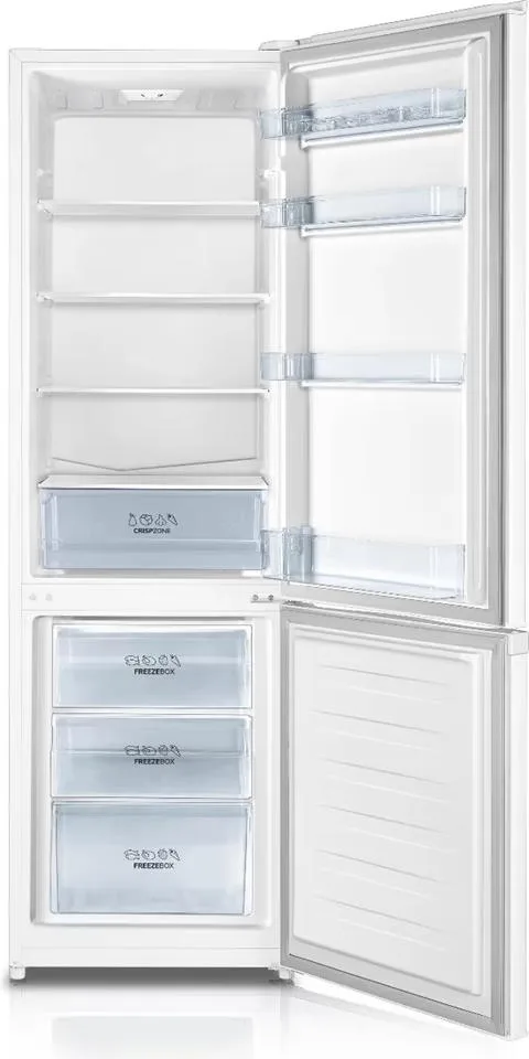 Холодильник Gorenje с нижней морозильной камерой, габариты 180х55х56 см, 2 дверцы, объем холодильного отдела 198 л, морозильного – 66 л, класс энергоэффективности A++, температура окружающей среды ST, белый цвет
