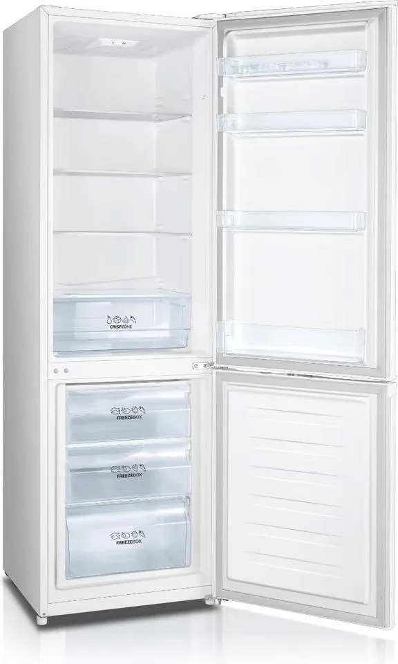 Холодильник Gorenje с нижней морозильной камерой, габариты 180х55х56 см, 2 дверцы, объем холодильного отдела 198 л, морозильного – 66 л, класс энергоэффективности A++, температура окружающей среды ST, белый цвет
