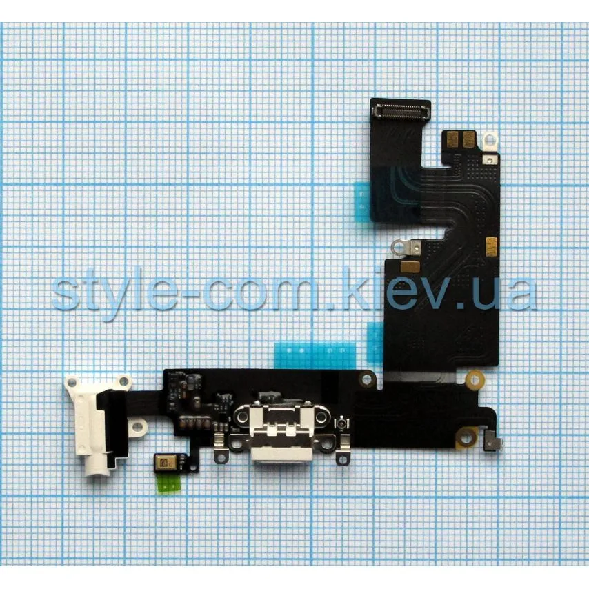 Шлейф для iPhone 6 Plus з роз'ємом зарядки навушників мікрофоном білий Original Quality