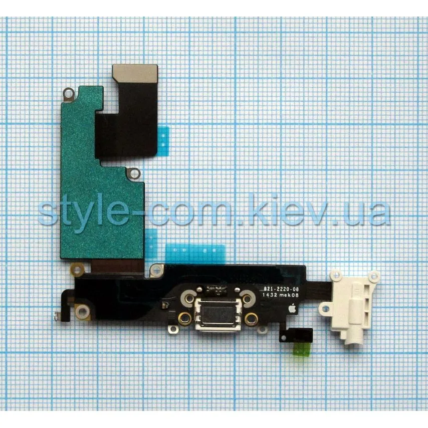 Шлейф для iPhone 6 Plus с разъемом зарядки, наушников и микрофоном белый Original Quality.