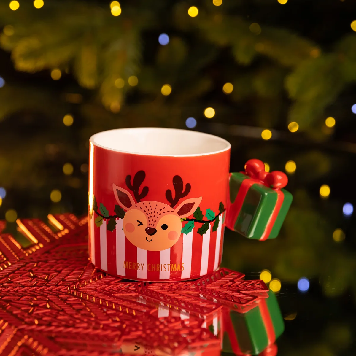 Чашка порцелянова 400 мл Червона Merry Christmas