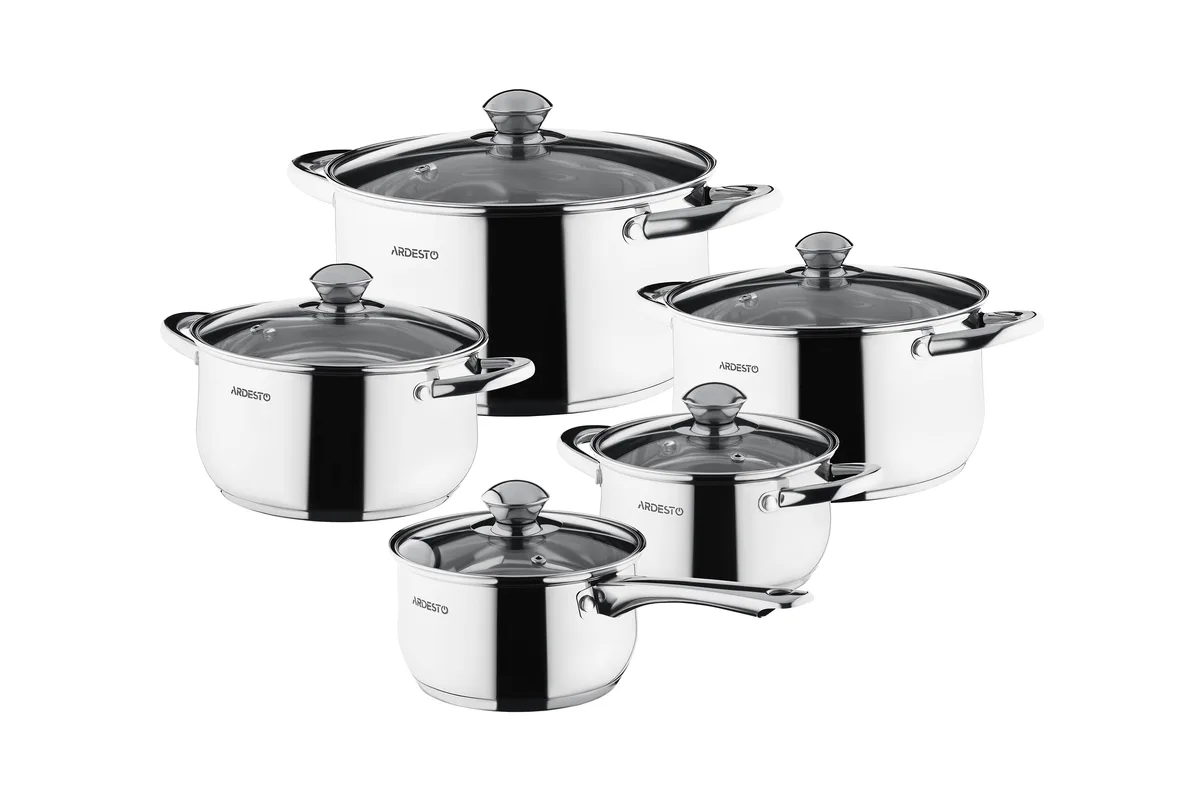 Набір кухонного посуду ARDESTO Gemini Gourmet Varese, 10 одиниць, з нержавіючої сталі.
