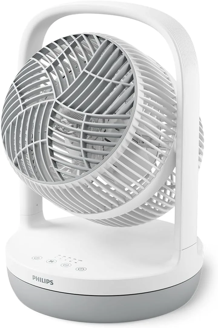 Вентилятор настільний Philips, серія 2000, діаметр 22 см, потужність 24 Вт, з таймером та можливістю повороту на 180 градусів, біл