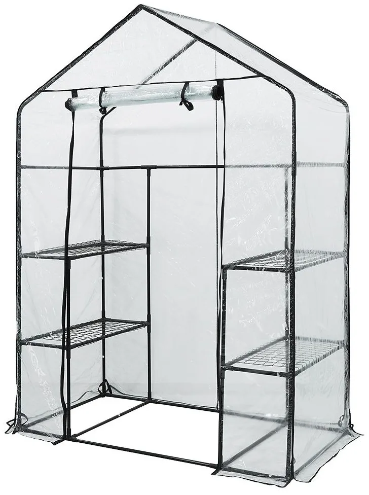 Складаний парник Neo Tools 195x143x73 см з 4 полицями, ПВХ плівка, зелений колір.