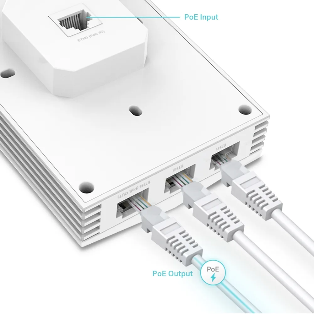 Точка доступа TP-LINK EAP655 настенная Wi-Fi 6 3000 Мбит/с 1xGE 3xGE out PoE