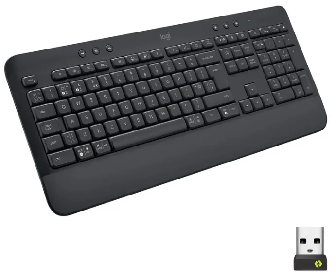 Клавіатура Logitech мембранна бездротова чорна з підставкою для рук