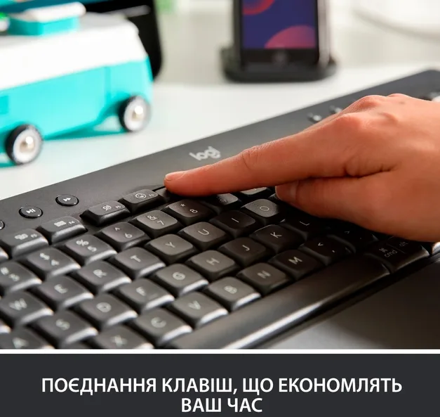 Клавіатура Logitech мембранна бездротова чорна з підставкою для рук