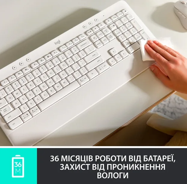 Клавіатура Logitech мембранна бездротова чорна з підставкою для рук