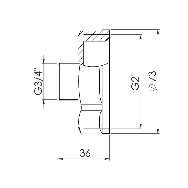 Переход Thermo Alliance Forte 2"x3/4" ВЗ латунь никелированный
