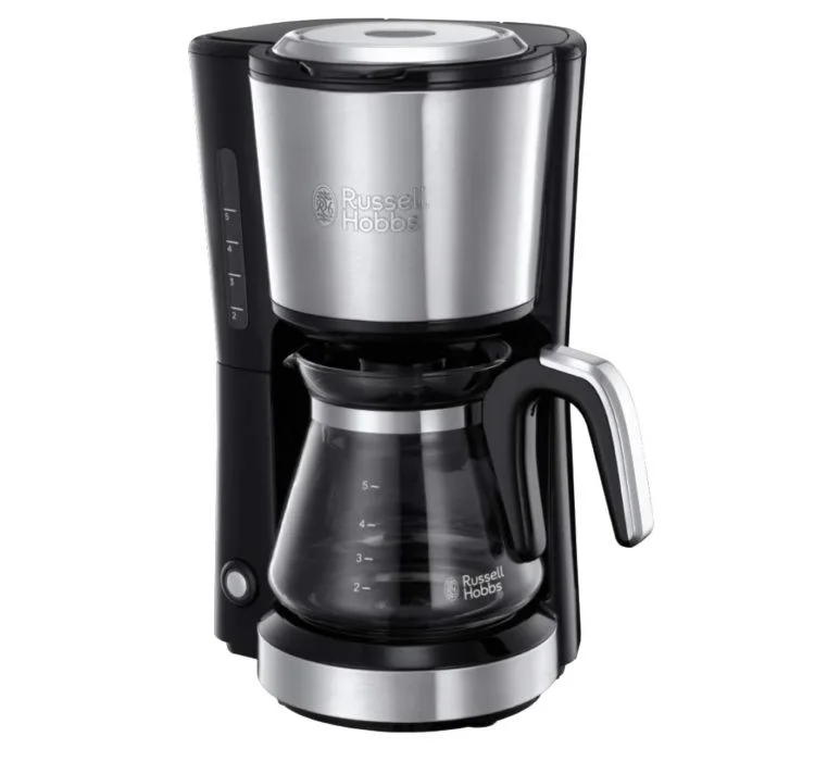 Кавоварка Russell Hobbs крапельного типу Compact Home, 0.74л, для меленої кави, чорного та сріблястого кольорів.