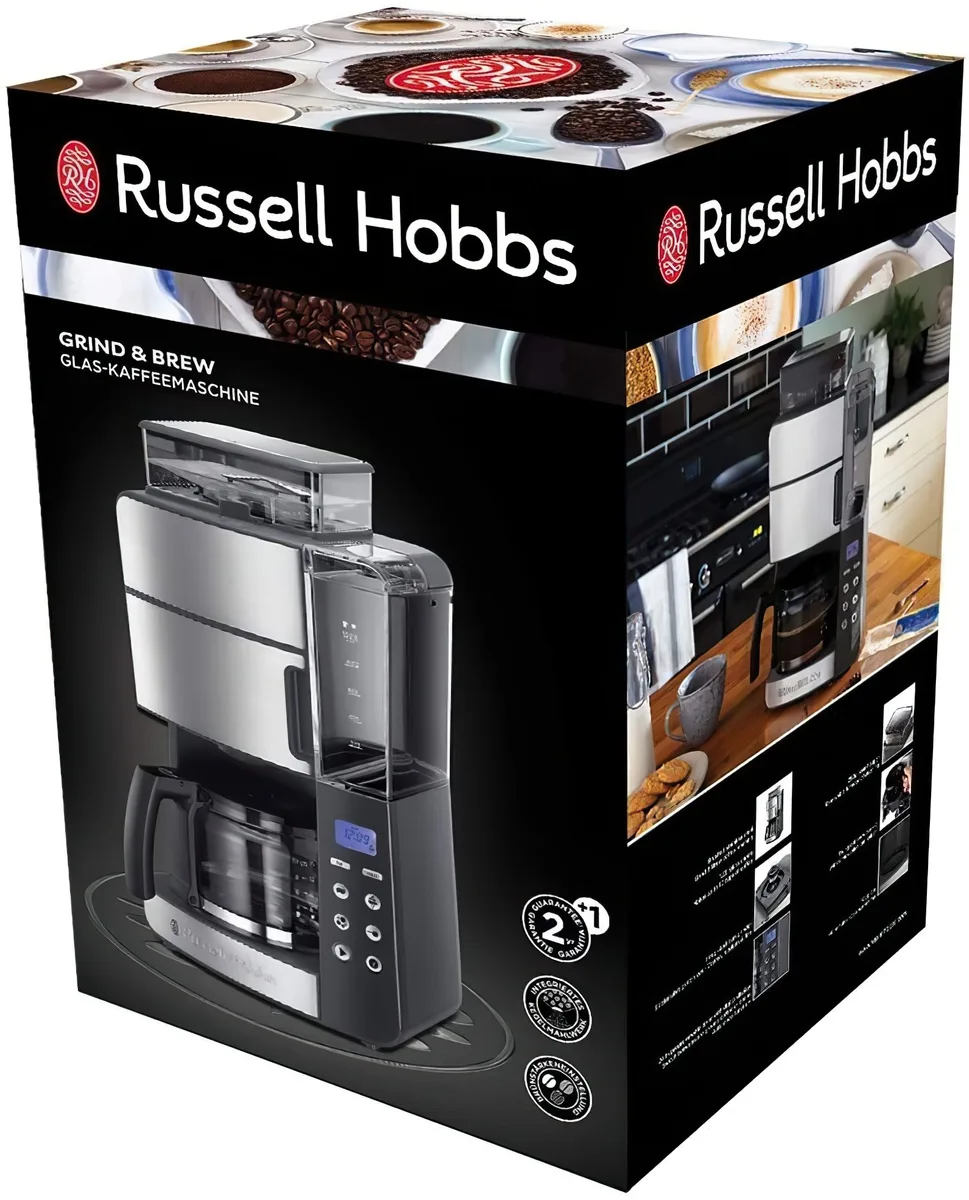 Кавоварка Russell Hobbs крапельна 1.25л чорна нержавіюча сталь