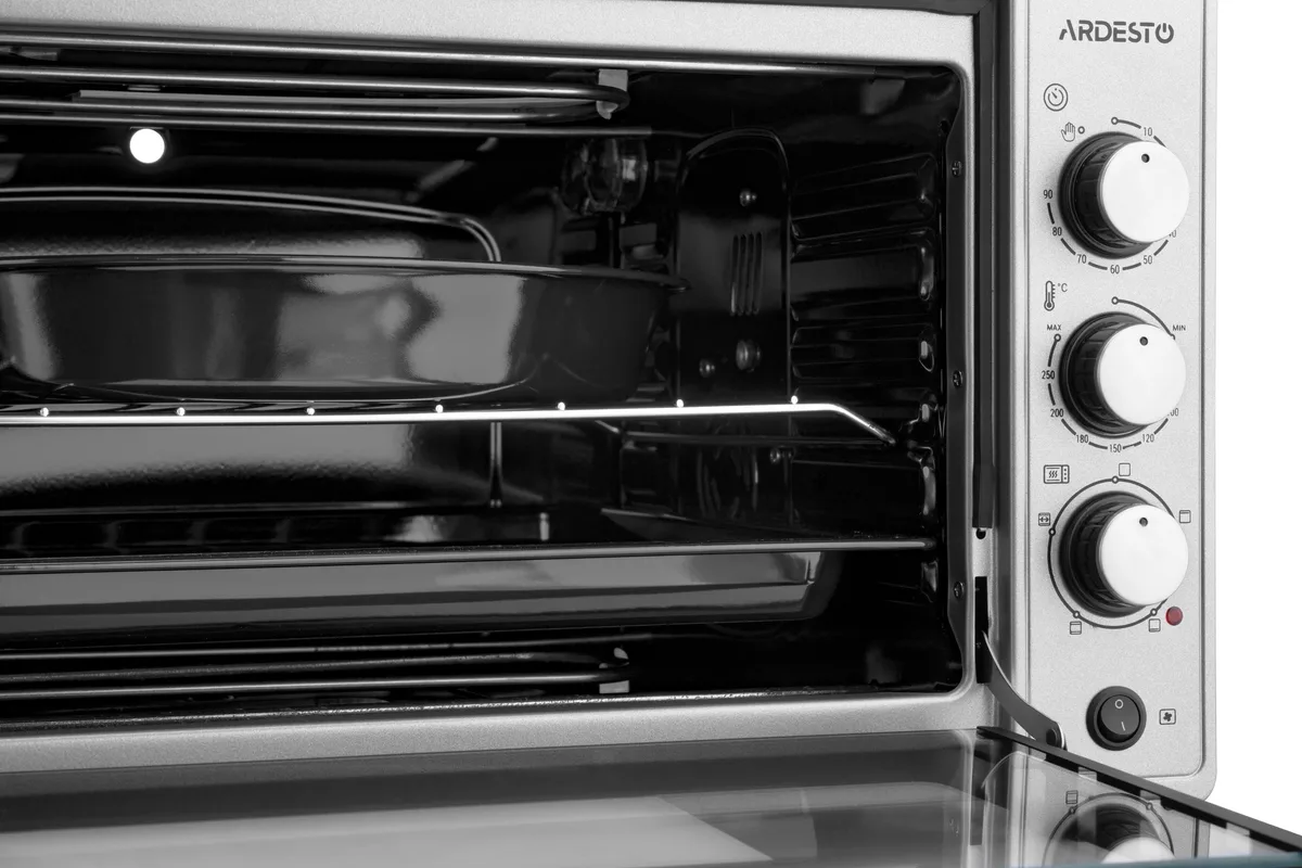 Электрическая печь ARDESTO 48л 1700Вт серый конвекция двойное стекло рожен