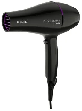 Фен Philips DryCare с AC-мотором, мощность 2200 Вт, 3 настройки скорости, диффузор, ионизация, холодный обдув, черный цвет