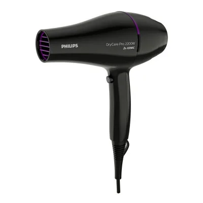 Фен Philips DryCare с AC-мотором, мощность 2200 Вт, 3 настройки скорости, диффузор, ионизация, холодный обдув, черный цвет