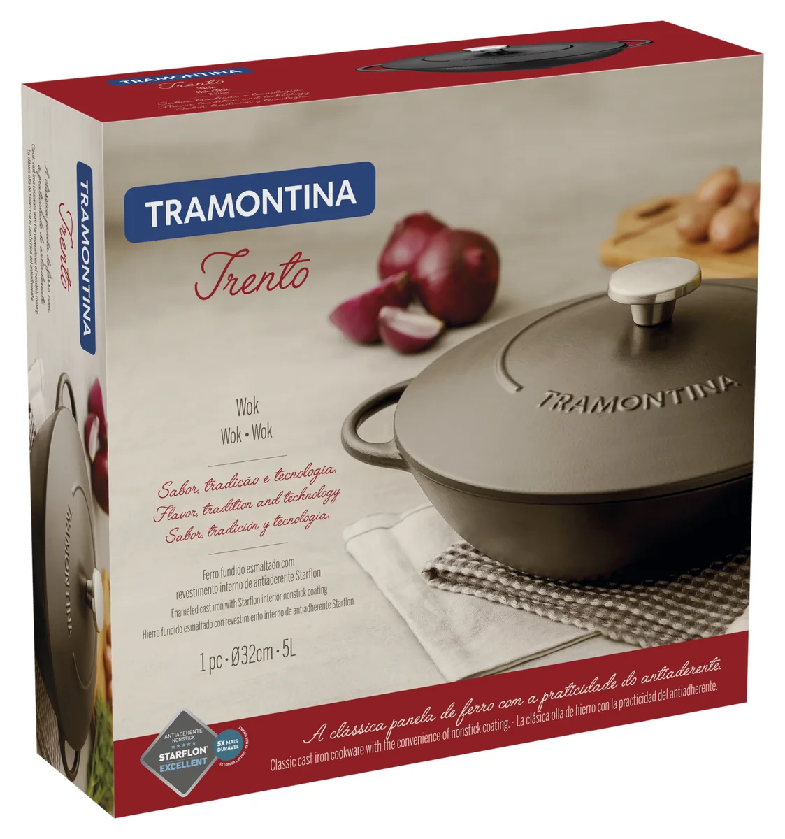 Сковорода WOK Tramontina чавун 32 см чорна