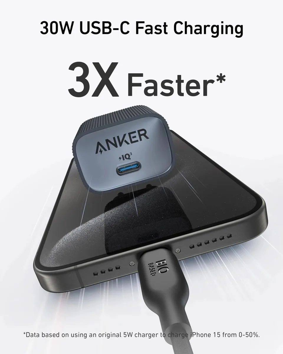 Мережевий зарядний пристрій Anker 30 Вт USB-C чорний