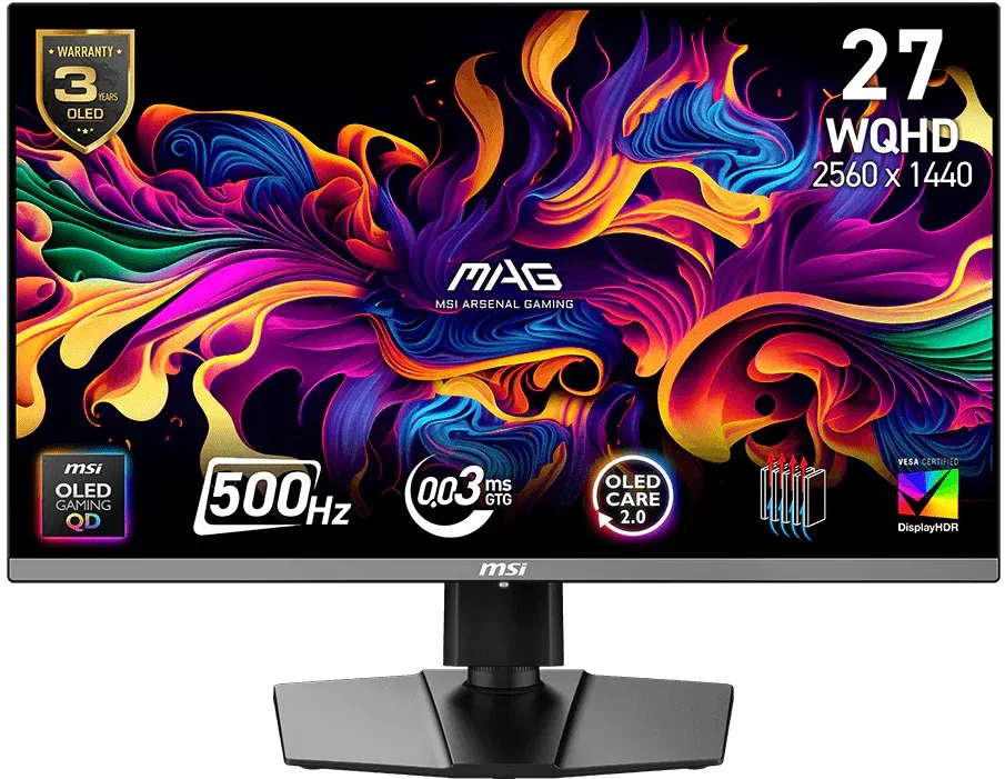 Монітор MSI QD-OLED 26.5" 2560x1440 500Гц 0.03мс чорний