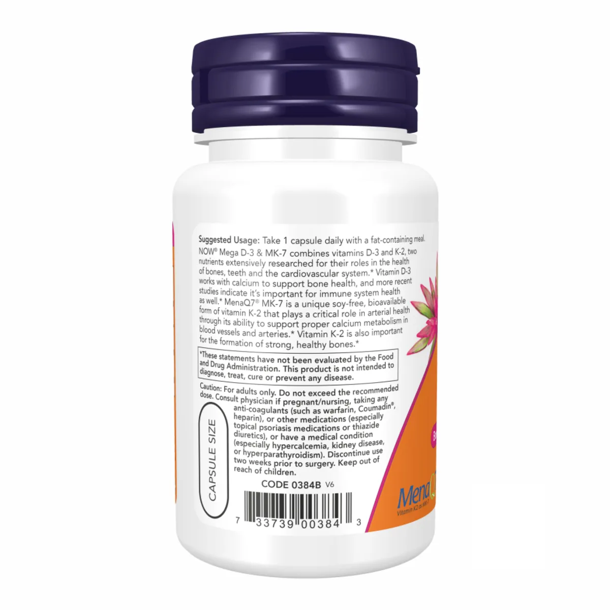 Вітаміни NOW Foods Mega D-3 MK-7 120 капсул для здоров'я кісток та серця.