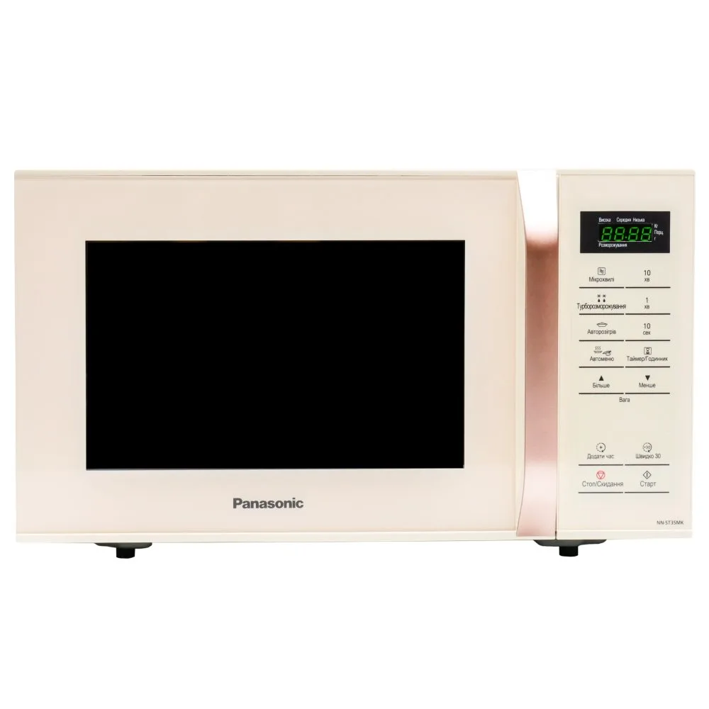 Мікрохвильова піч Panasonic, об'єм 23 л, електронне управління, потужність 800 Вт, з дисплеєм, графітовий колір.