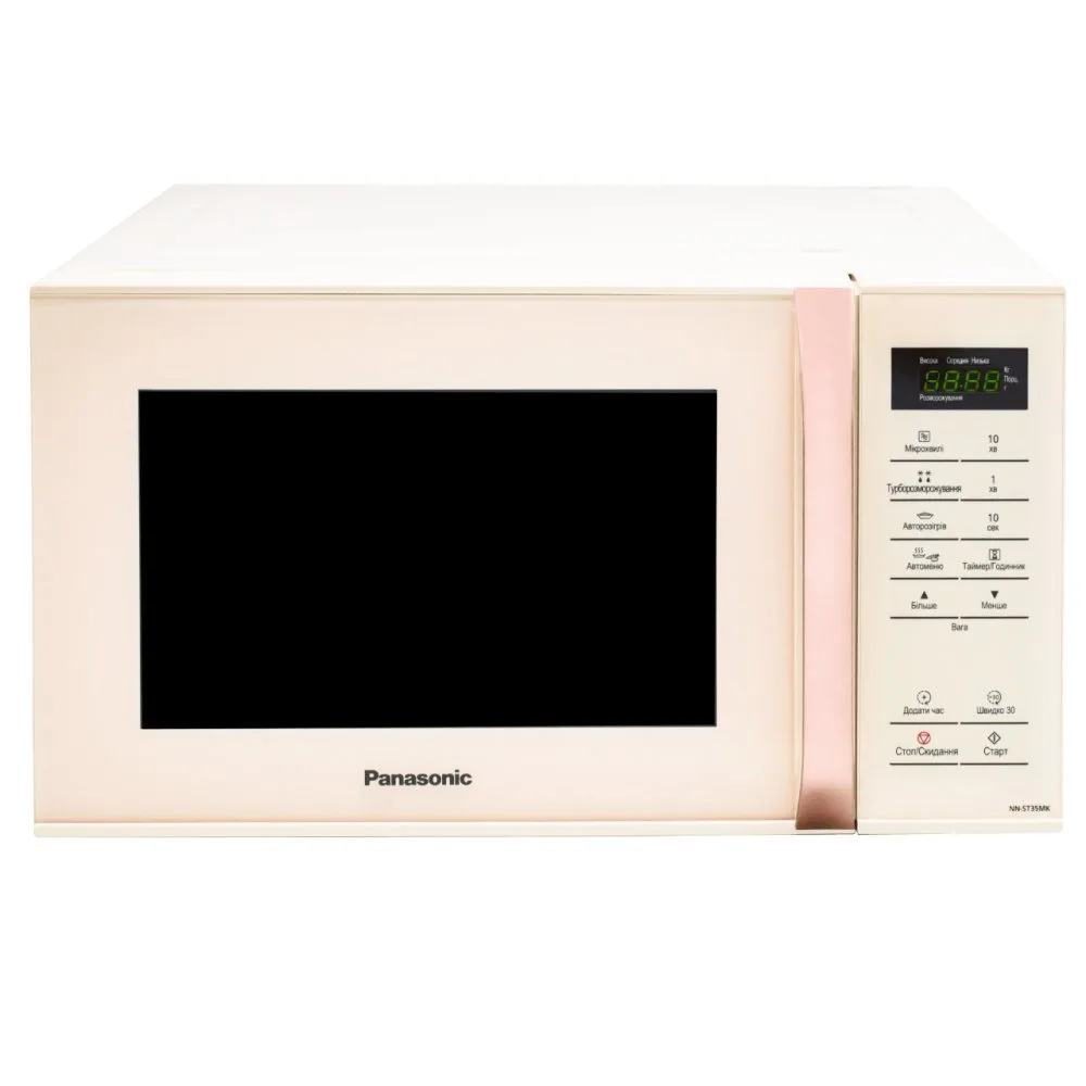 Мікрохвильова піч Panasonic, об'єм 23 л, електронне управління, потужність 800 Вт, з дисплеєм, графітовий колір.