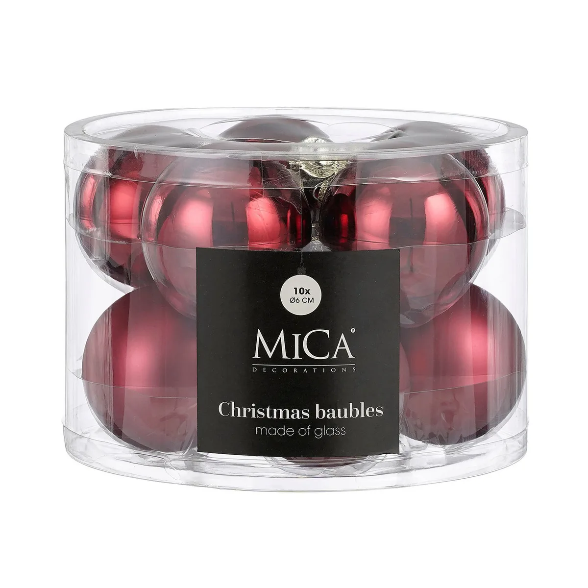 Елочные шары Mica Decorations стеклянные 6 см вишневые 10 шт