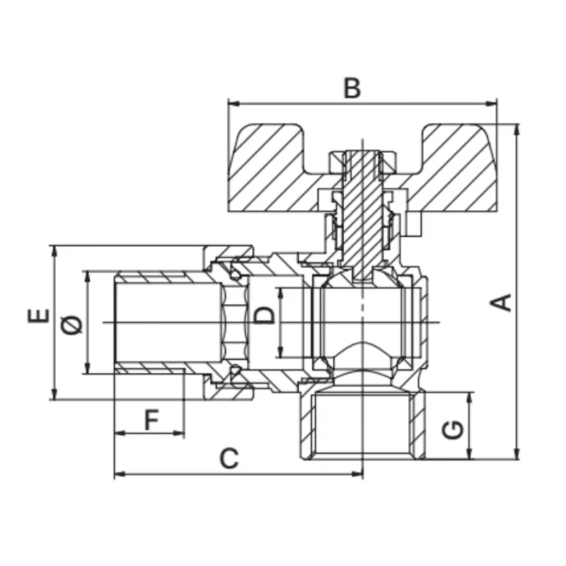 Кран с американкой угловой Europroduct латунь 3/4" стальной