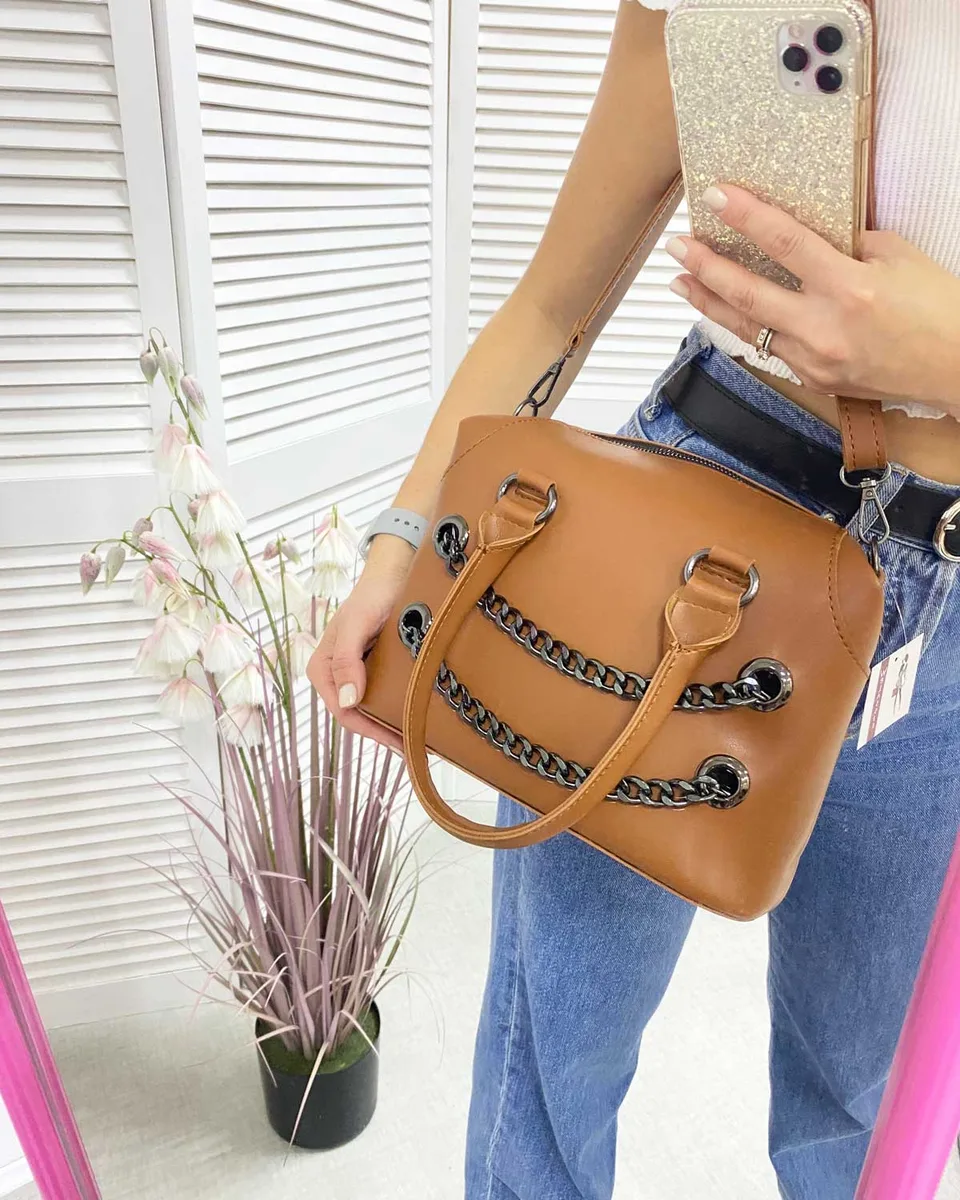 Женская сумка Jean 25x18x12 см экокожа рыжий с регулируемым плечевым ремнем