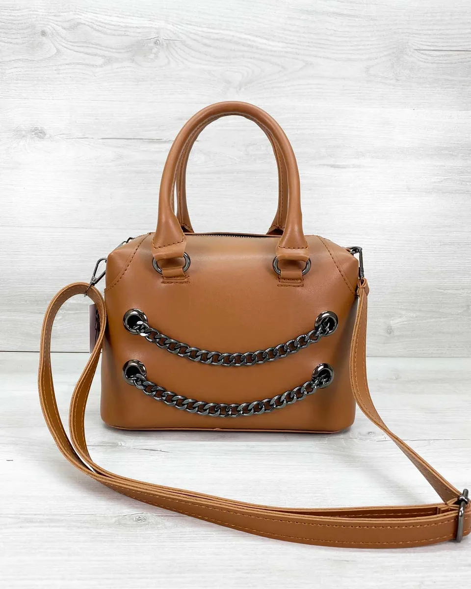 Женская сумка Jean 25x18x12 см экокожа рыжий с регулируемым плечевым ремнем