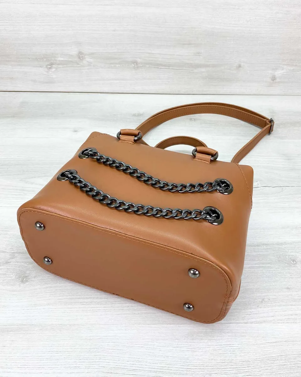 Женская сумка Jean 25x18x12 см экокожа рыжий с регулируемым плечевым ремнем