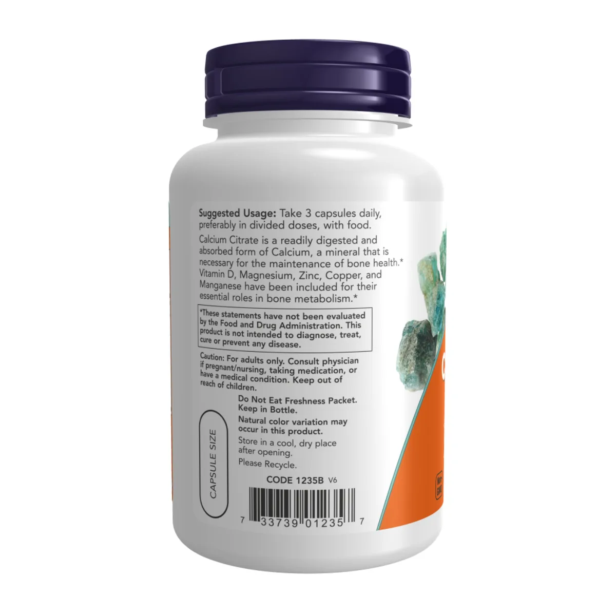 Кальцій цитрат Now Foods вегетаріанські капсули 240 vcaps для здоров'я кісток.