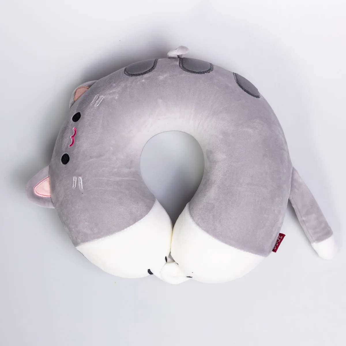Подушка для шиї Kitty Велюр U-подібна 30х30х10 см Сірий