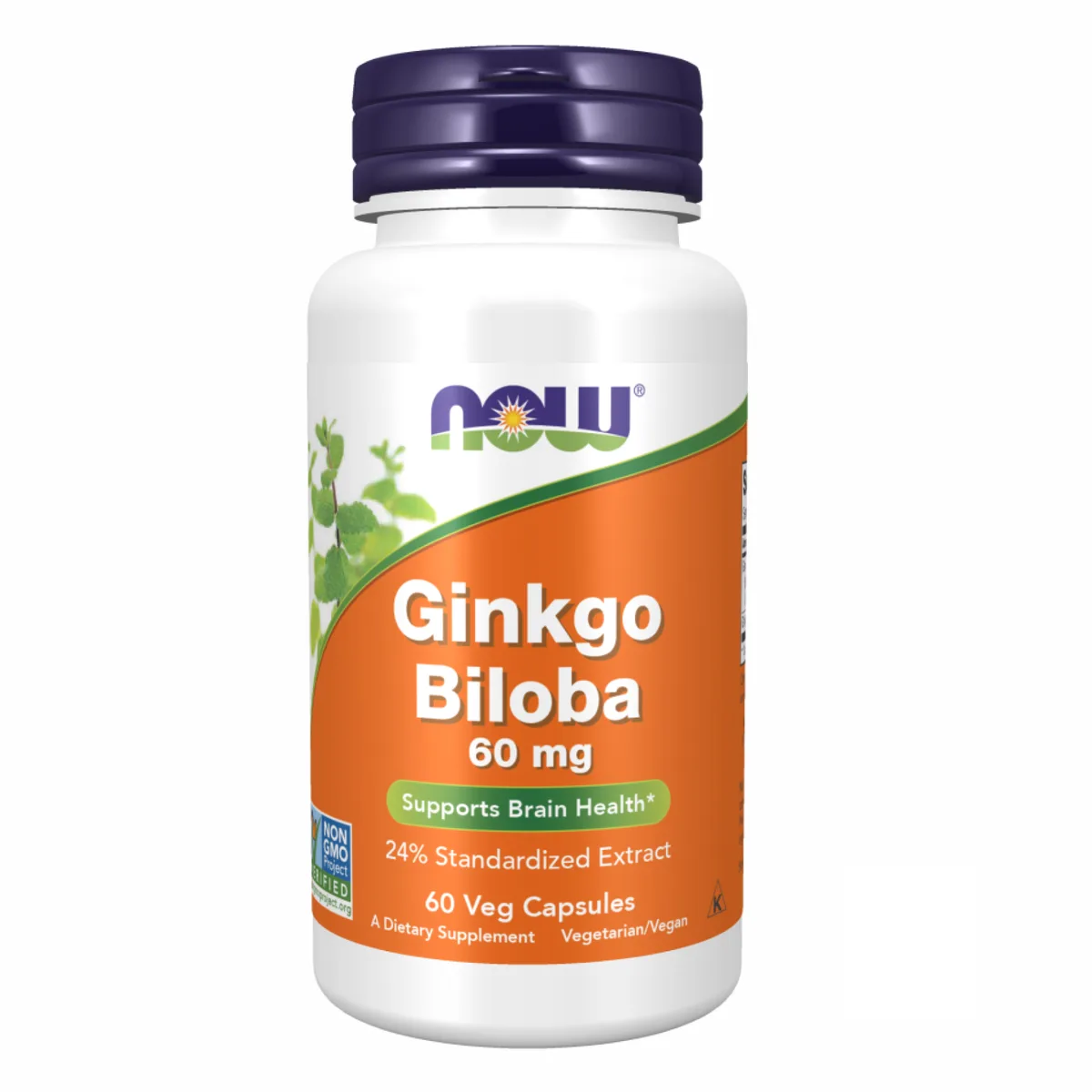 Ginkgo Biloba экстракт 24% 60 мг 60 капсул Now Foods веганский без ГМО