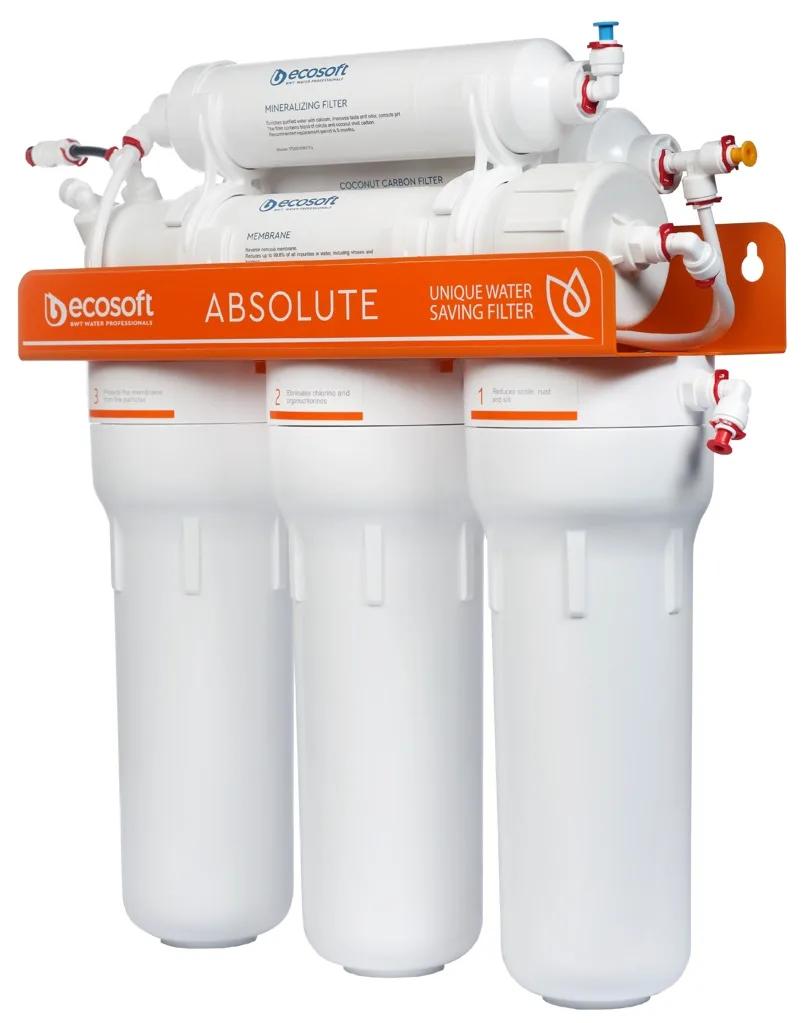 Система зворотного осмосу Ecosoft Absolute, мембрана 75 gpd DuPont, мінералізатор, дренаж 1:1