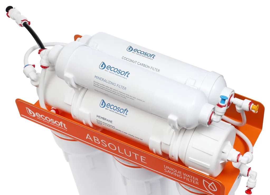 Система зворотного осмосу Ecosoft Absolute, мембрана 75 gpd DuPont, мінералізатор, дренаж 1:1