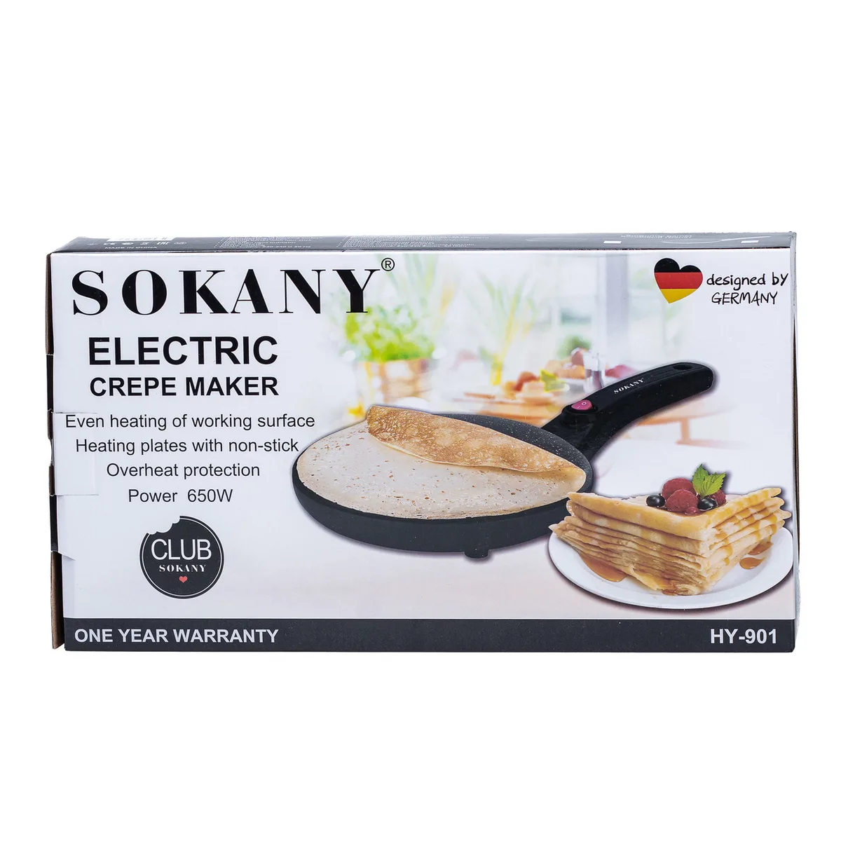 Млинниця електрична Sokany ABS 20 см біла